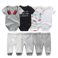 8-Piece Cartoon Cute Baby Boy Girl Bodysuits+Pants Cotton Newborn Unisex Short Sleeve Onesies Trousers 0-12 Months Infant Clothe