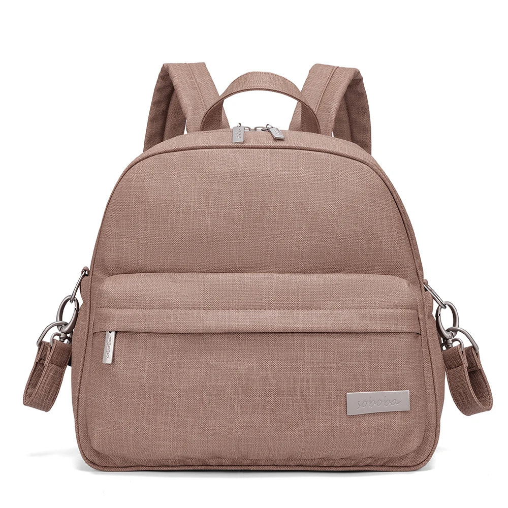 Soboba Stylish Diaper Backpack for Women Solid Fashion Waterproof Large Capacity Multi-funcional Nappy Changing Bag with 2 Strap
