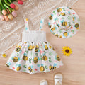 Baby Girl Dress Cartoon Bee Printed Strap Dress+Hat 2Pcs/Set 0-3 Year Old Cute Baby Girl Summer Dress Set Baby clothing