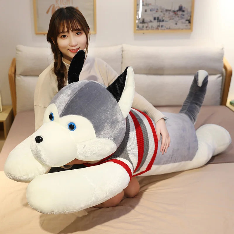 Hot New Huggable Giant Dog Plush Toy Soft Stuffed Husky Long Pillow Cartoon Animal Doll Sleeping Cushion Home Decor Kids Gift
