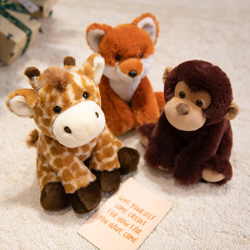 Nice 23cm Lifelike Stuffed Jungle Animal Dolls - Sitting Tiger Elephant Monkey Leopard Plush Simulation Forest Toys for Kids