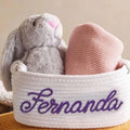 Personalized Cotton Rope Storage Basket with Letter – Handmade Gift & Easter Basket