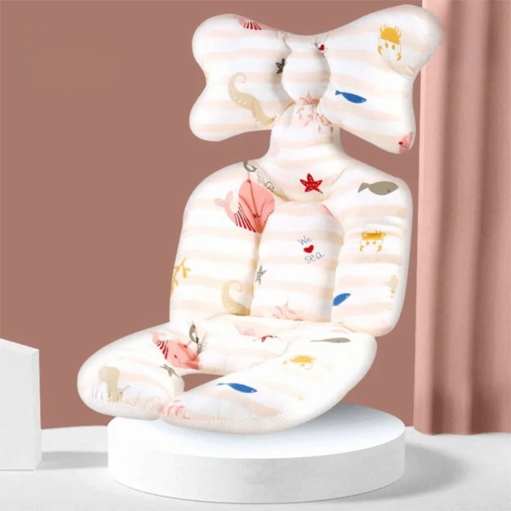 Soft Baby Stroller Cushion Comfortable Breathable Baby Pram Seat Mat Car Seat Cartoon Printed Dining Chair Cotton Pad Toddler