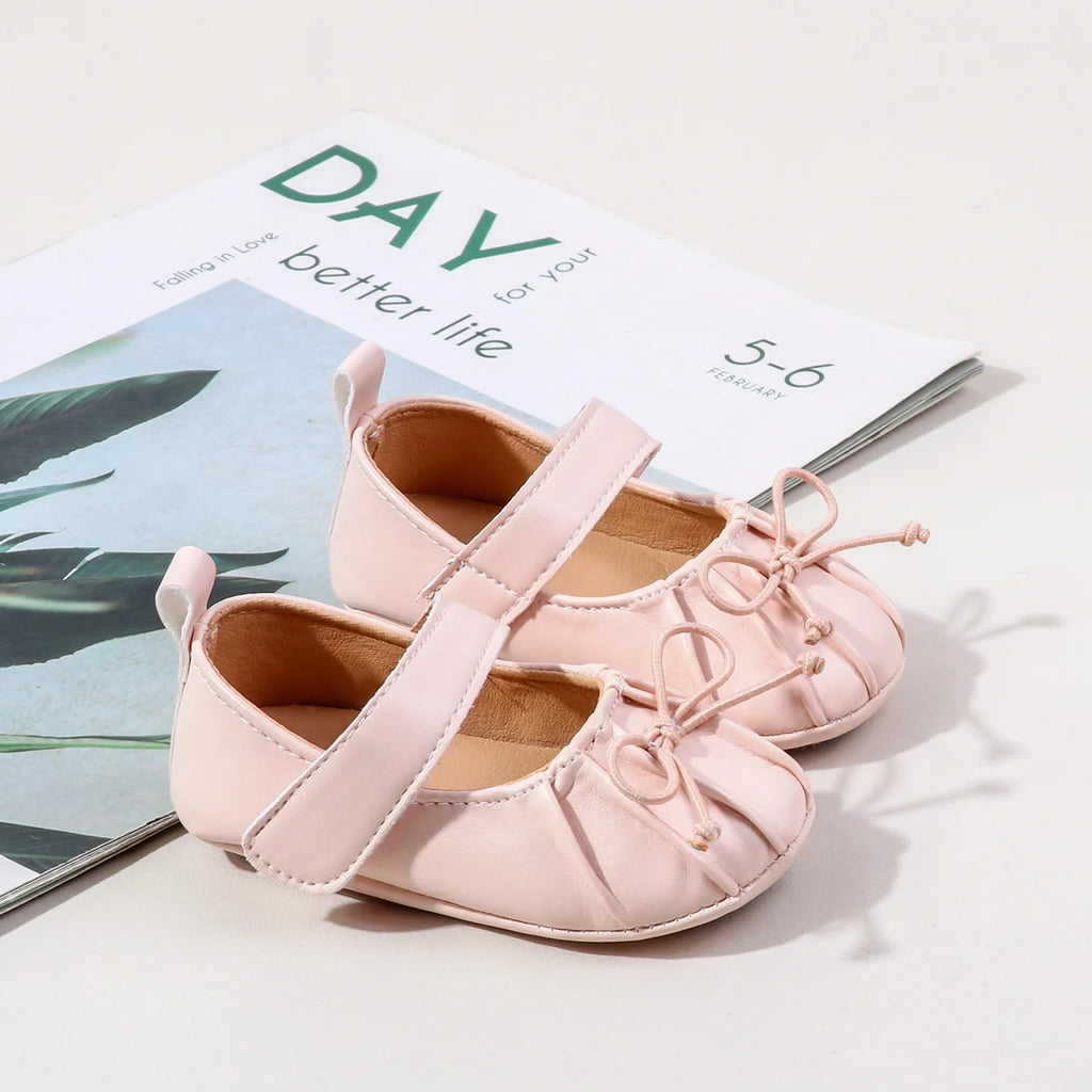 Spring Autumn Baby First Walking Toddler Shoes For 0-18 Months Three Colors High Quality PU Leather And TPR Sole Sweet Design
