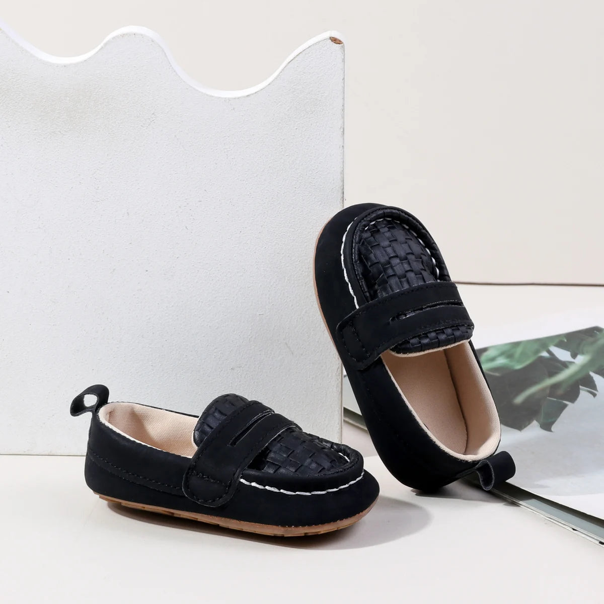 Baby Unisex Slip-on Toddler Shoes Spring And Autumn 0-18 Months Three Colors PU Leather And TPR Sole For Baby Boys And Girls
