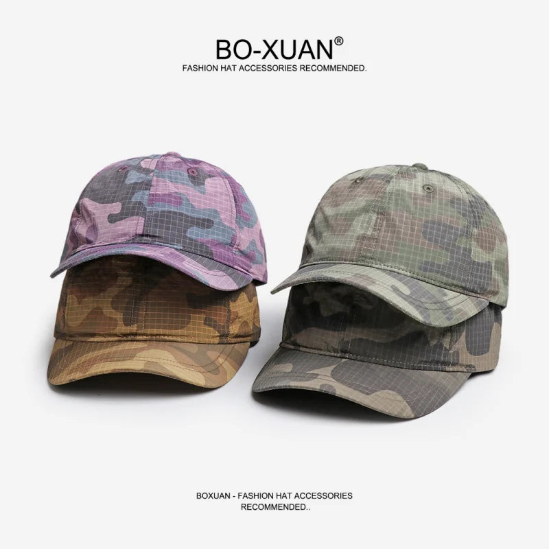 Lightweight Quick-Dry Plaid Camouflage Baseball Cap for Men and Women, Trendy  Versatile Sunshade Short Brim Duckbill Cap