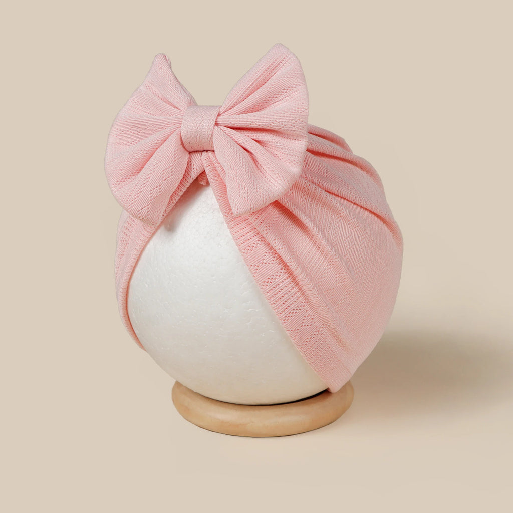 3pcs/set Baby Strips Bow Bonnet Solid Color Breathable Soft Turban For Infant Girls Large Bow Beanie For Photograph Headdress