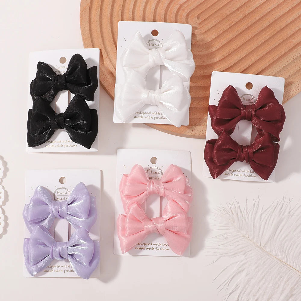 2Pcs/lot Princess Chiffon Bow Ponytail Hair Clips Girls Kids Hair Jewerly Hairpin Barrettes Fashion Hair Accessories