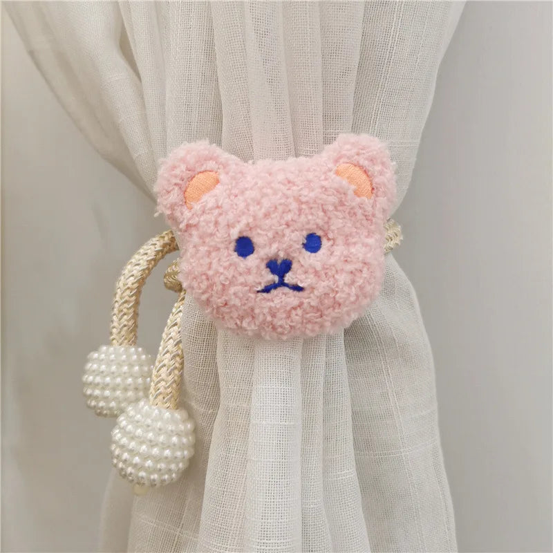 Ins Style Korean Style Plush Bear Curtain Tie Rope With Pearl Buckle Model 1 for Mosquito Net