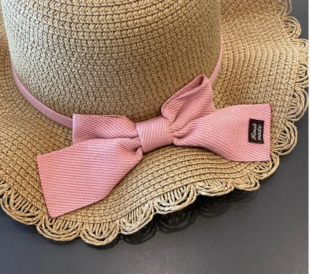 Kids Hat for Girls 2-7Y Straw Children's Sunshade Cap Bag Summer Baby Travel Sunscreen Beach Hat Sun Fisherman Cap Fashion Style