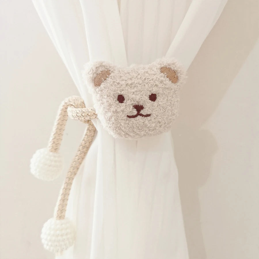 Ins Style Korean Style Plush Bear 1 Pearl Buckle Curtain Tie Kidsren's Room Decoration Mosquito Net Tie Rope Tie Rope