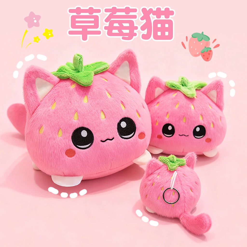 Cute Plush Dolls With Strawberry Cat Stuffed Soft Toys Cushion Sofa Pillow Birthday Gift Room Decor Children's Friends Birthday