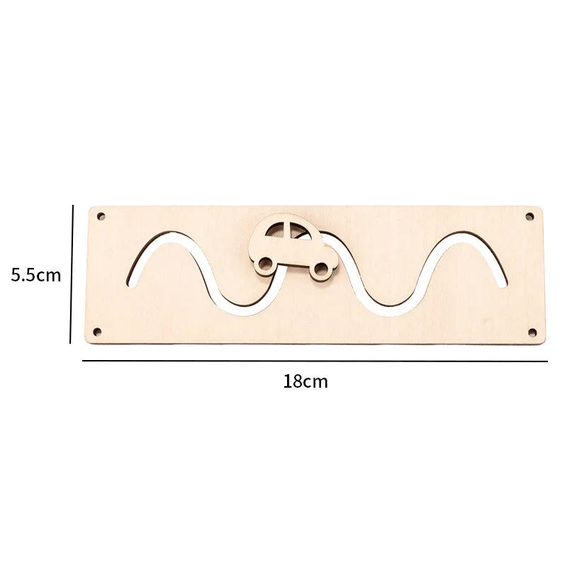 DIY Montessori Busy Board Wooden Educational Toy Model Dm01 With Hand Pulled Wheel Gear Drum Car Castle For Children