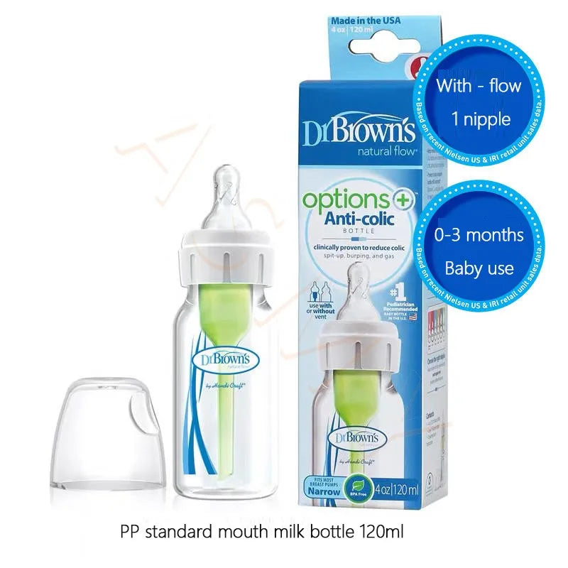 Dr. Brown's Newborn Baby Bottle Wide Mouth PP Milk Bottle 60ml 120ml 250ml 0 To 3 Months