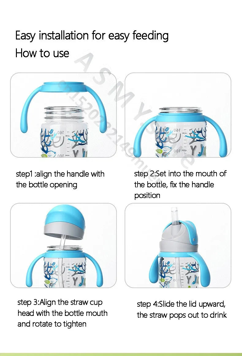for Pigeon 3rd generation bottle/wide diameter bottle/bottle conversion straw cup head+handle/glass and PPSU universal