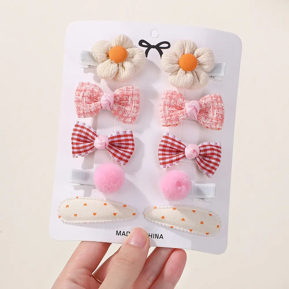 10pcs/Set Cute Butterfly Fabric Flower Bow Hair Clips for Baby Girls Children Sweet Hairpin Headwear Hair Accessories
