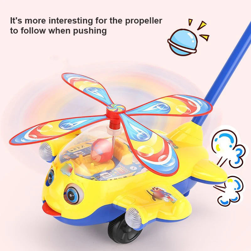 Baby Walker Toy Hand Push Toddler Toy Plane Car Toys Push Along Walking Toy for Kids Children Boys Girls Outdoor