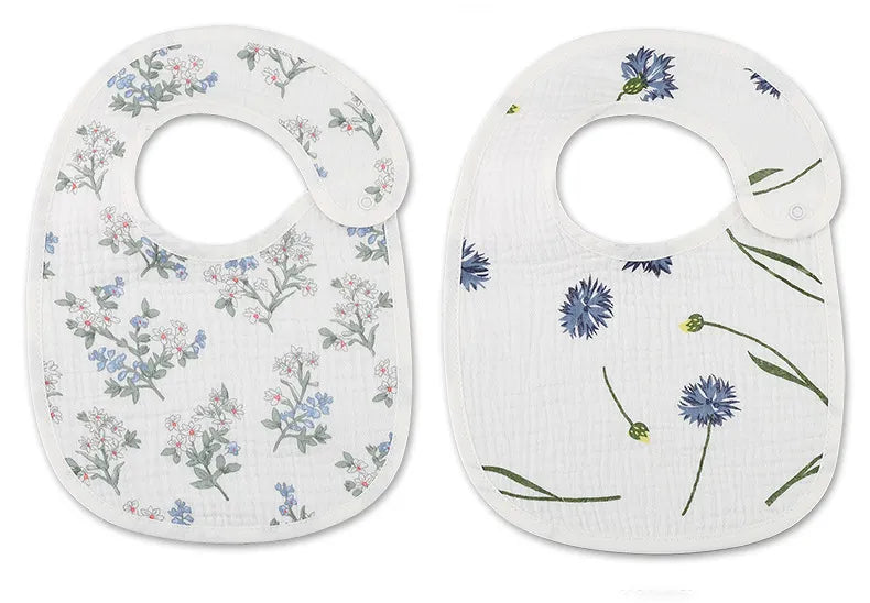 2pcs/set Waterproof Baby Bibs Cotton Infant Feeding Bib Newborn Burp Cloths Bandana for Kids Boys Girls Soft Saliva Towel