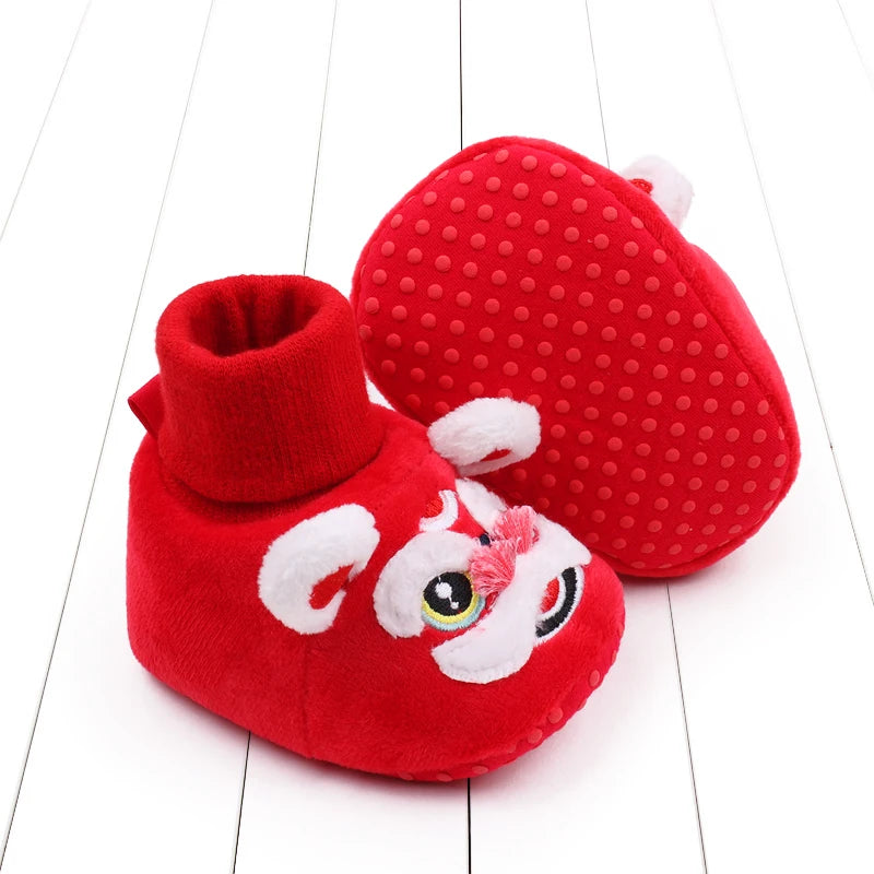 New Year Tiger Head Baby Girls Boys Shoes Socks Tradition Chinese Clothing Soft Sole Comfortable Neonatal Prewalker Indoor Shoes