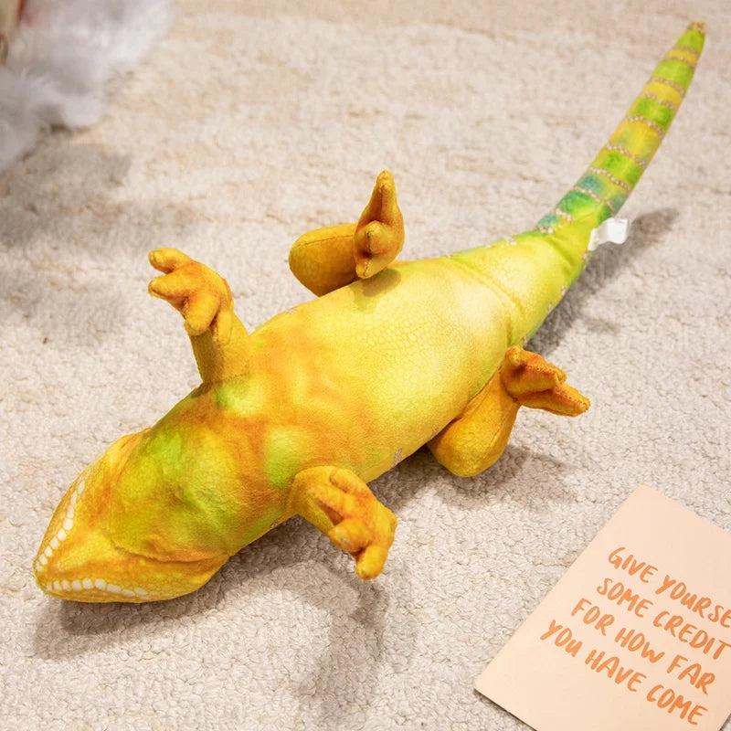 Hot Tropical Rainforest Wildlife Simulation Lizard Plush Doll Lifelike Chameleon Stuffed Toys Cute Reptile Pet Model Kids Gifts
