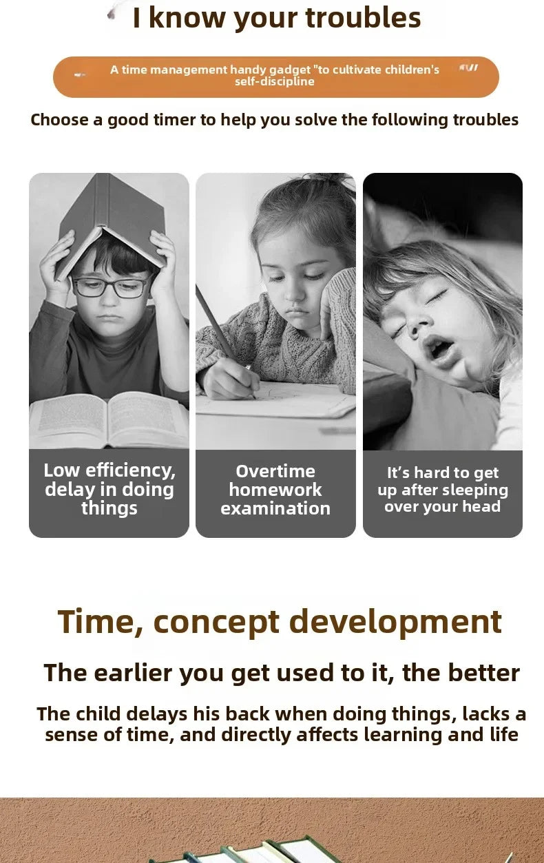 Visual Timer With Night Light School Minuteur 60-Minute Countdown Timer for Kids and Adults Pomodoro Stopwatch Clock