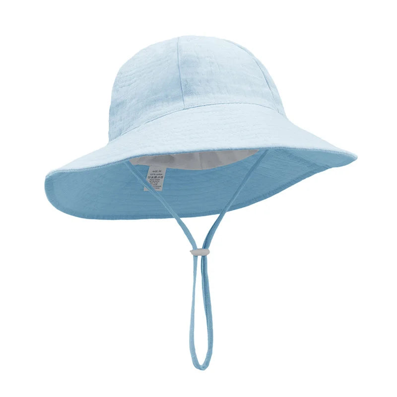 Adjustable Baby Summer Hat Muslin Children Panama Cap for Girls Boys 100% Cotton Kids Bucket Hat Outdoor Beach Infant Cap 1-3Y