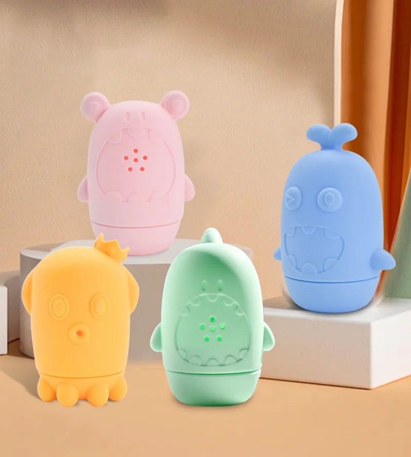 Ocean Series Silicone Bath Toys For Babies Squirting Water Bath Toy Set For Toddlers