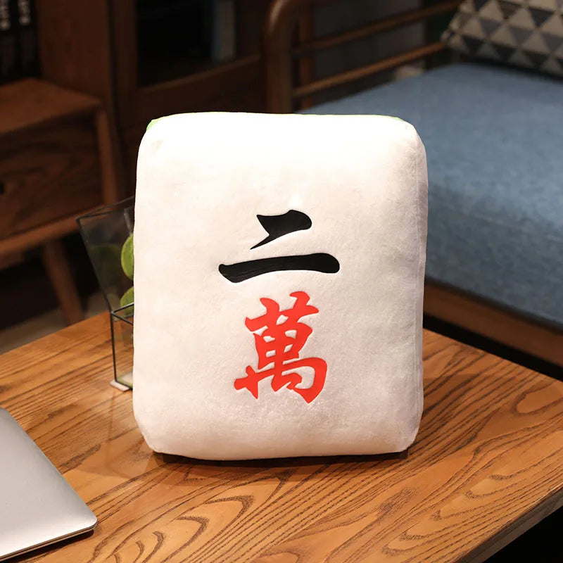 Hot 1pc Creative Mahjong Pillow Cushion Chinese Plush Toy Car Chair Backrest Mahjong Dice Funny Nap Pillow Sofa Home Decor Gift