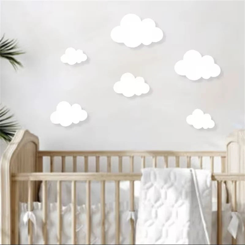 6Pcs/Set Nordic Style Wooden Cloud Sign Set Cloud Decoration Modern/Bohemian, Home Wall Decoration, Celestial Wall Art, Living Room and Room Decoration, Holiday Wooden Wall Stickers, Wedding Wooden Cloud Series Wall St