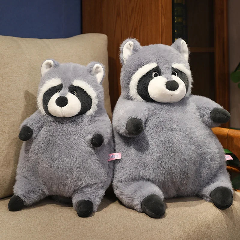 Artificial Fat Raccoon Plush Doll Grey Round Raccoon Animal Plush Toy Super Soft Christmas Gift For Boys And Girls