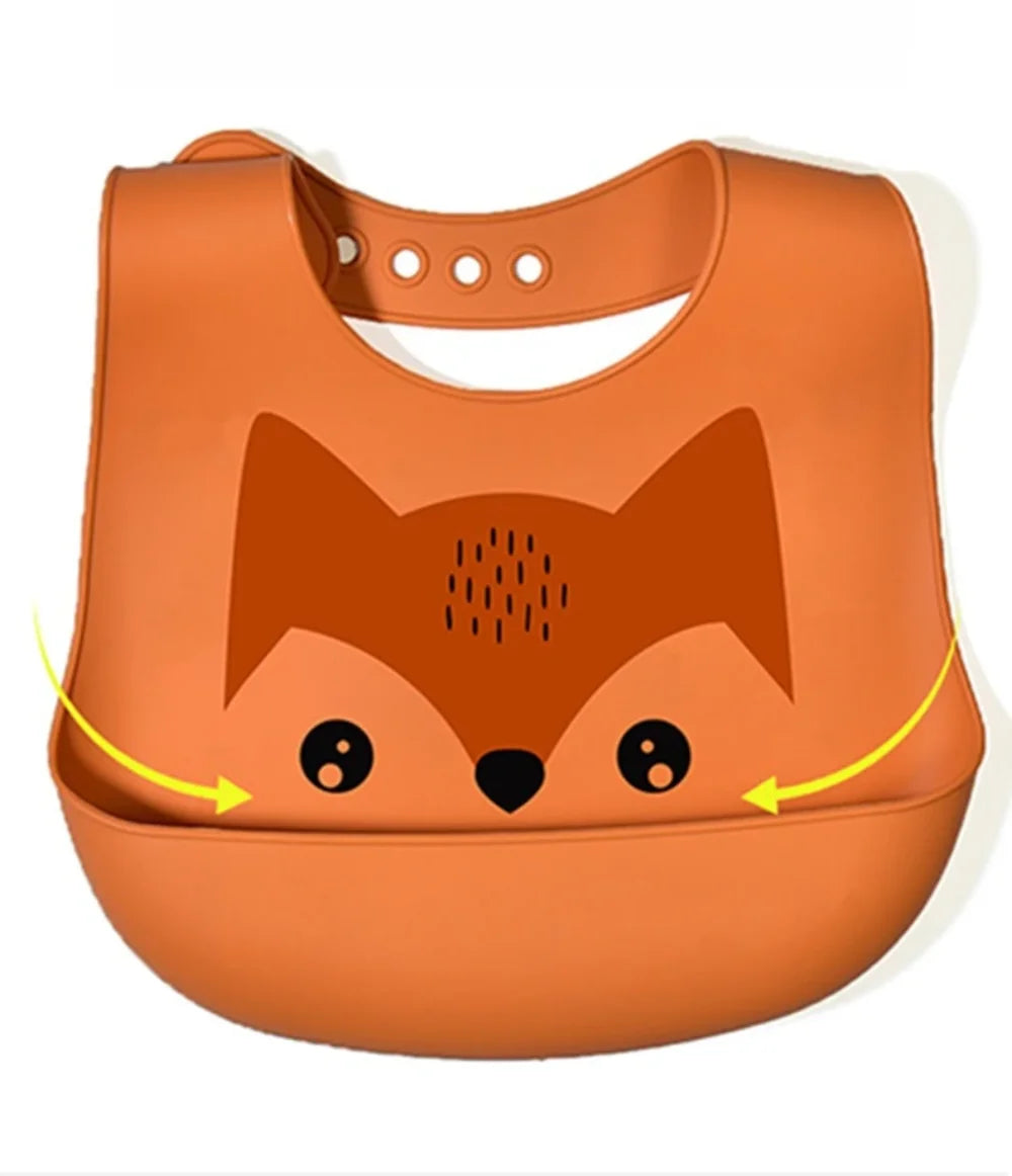 New Hot Soft Silicone Baby Feeding Bibs Waterproof BPA Free Antibacterial Adjustable Toddler Kids Large Pocket Bib Easy Clean