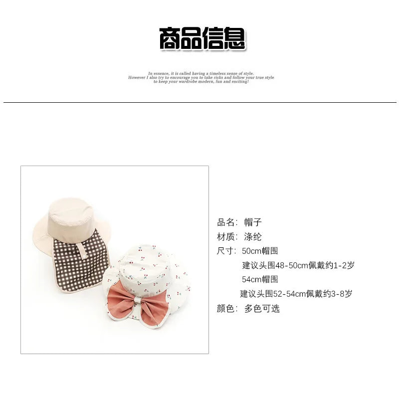 girls' spring and summer sun protection children's Korean-style fashion casual outdoor travel sunshade shawl and fisherman hat