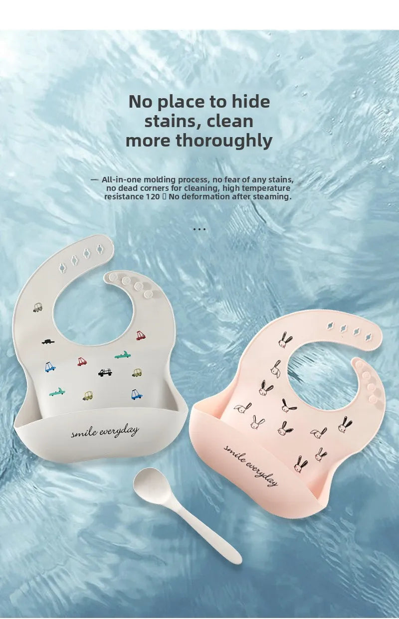 Maternal and Infant Products Baby Bib Waterproof Children's Silicone Bib, Baby Saliva Rice Pocket Leave-in Summer