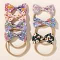 6Pcs random color printing flower hair band for baby girls elastic headband lovely 0-3Y infant headdress
