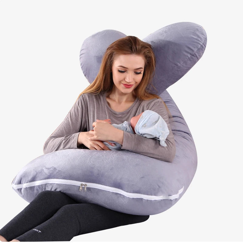 Solid Color Removable Washable Maternity Pillow Pregnancy Waist Protection Pillow Crystal Velvet Pregnancy Support Belly Pillow