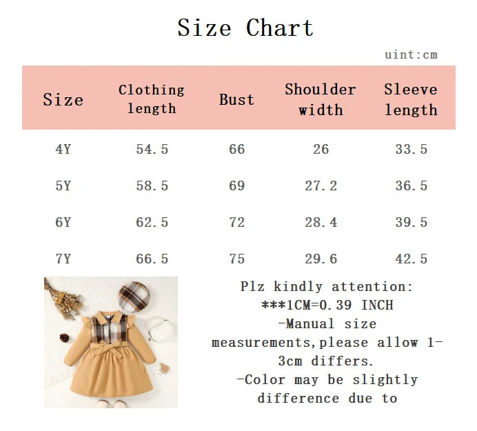 4-7 Years Girls Dress Lapel plaid splice Long Sleeve Fashion Dress + Belt + Hat 3Pcs Spring Autumn Girls Temperament Dress