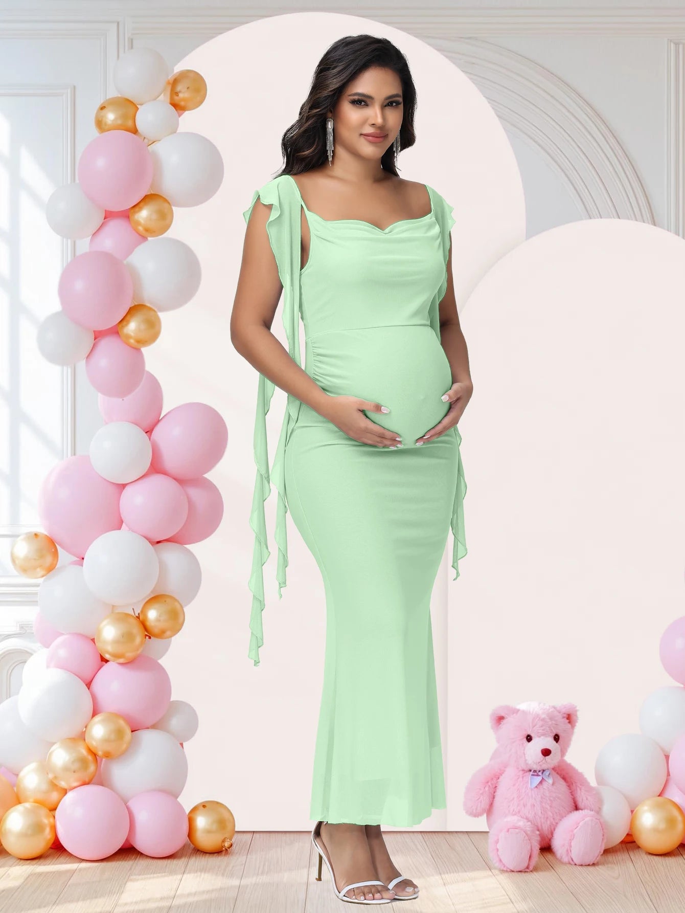 Maternity Photography Dress Summer Sleeveless Backless Gown Model MPP-01 for Baby Shower Photoshoot