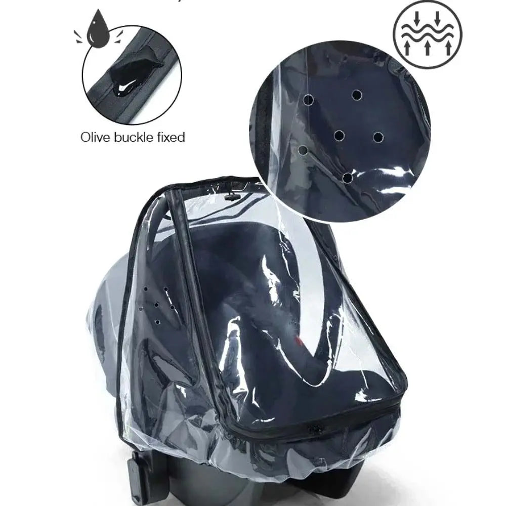 Transparent EVA Baby Safety Seat Rain Cover Double Zipper Windproof Newborn Basket Rain Cover Full Coverage Waterproof