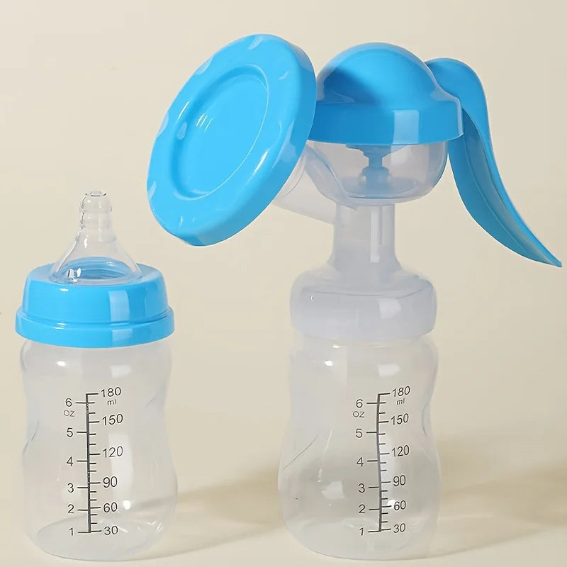 2pcs Bottle and Manual Breast Pump 2 in 1 With Scale&Diversion Trench, Soft Silicone Breastfeeding Pump Milk Saver, Safe