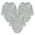 3-Piece Solid Color Baby Unisex Bodysuits Long Sleeve Newborn Rompers 0-24 Months Four Seasons Infant Clothes