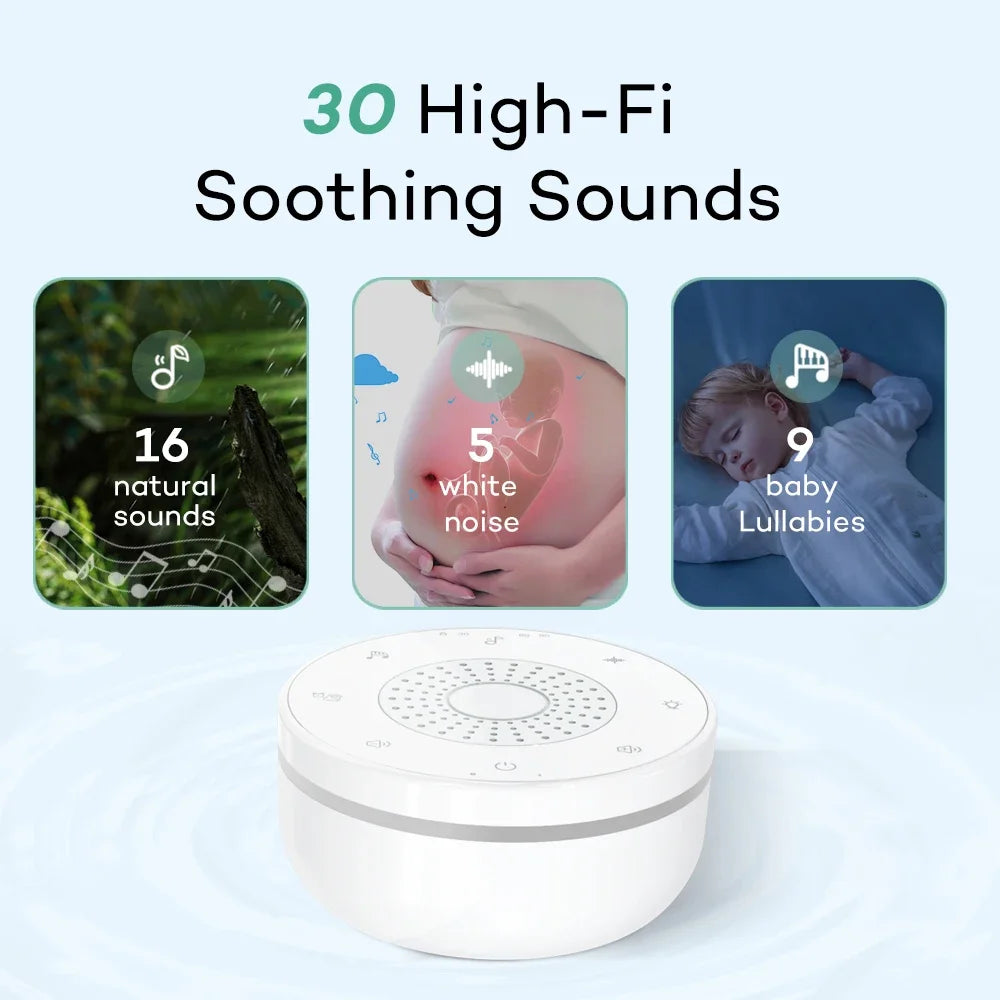 9 Baby Lullabies 15/30/60 min Timer White Noise Machine Mini Baby Sleep Machine Built-in Night Light for Baby Kids Adults