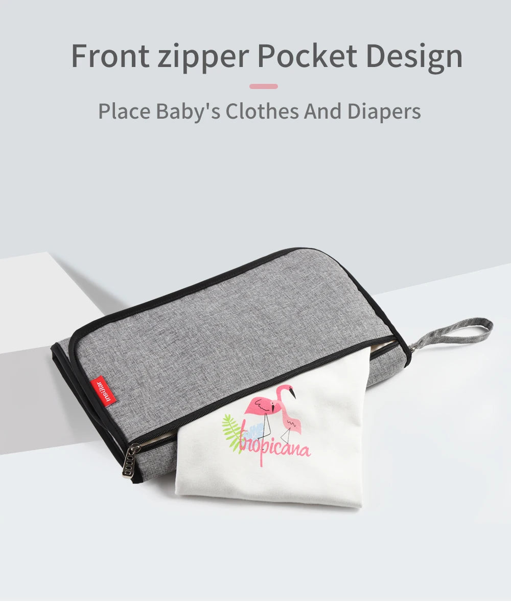 Portable Baby Changing Mat:Infant Multifunction Diaper Changing Pad for Newborns-2-in-1 Waterproof Changing Pad with Storage Bag