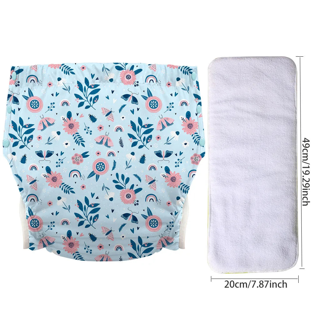 Ice Silk Adult Cloth Diaper Pants Waterproof Reusable Diapers Nappy Pads Anti Leak Breathable