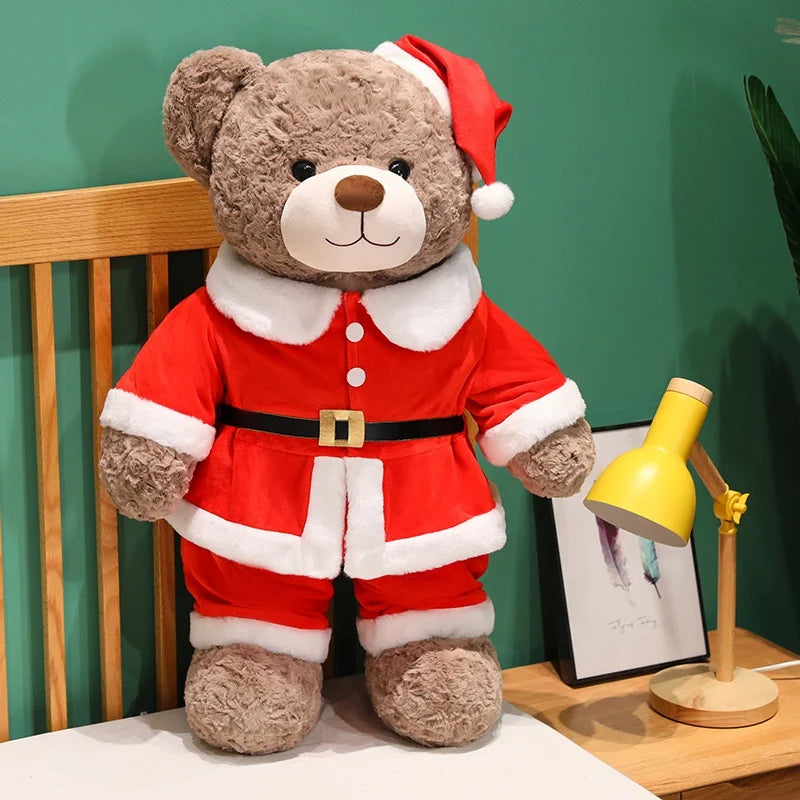 Hot 1pc 48/78cm Christmas Bear Plush Pillow Toy Cartoon Santa Bear Soft Stuffed Doll Cute Christmas Party Decor Kids Xmas Gifts