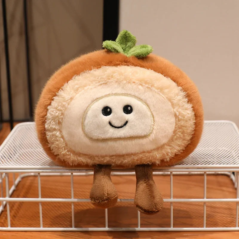 Kawaii Smile Swiss Roll Plush Toy Soft Stuffed Cartoon Dessert Mini Desktop Decor