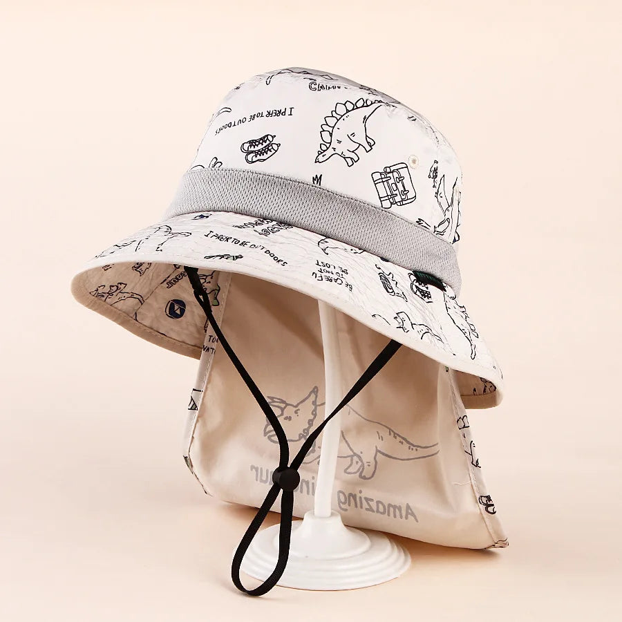 INSForeign Trade Dinosaur Print Sun Hat Uv Protection For Kids Size Coded Two Sizes