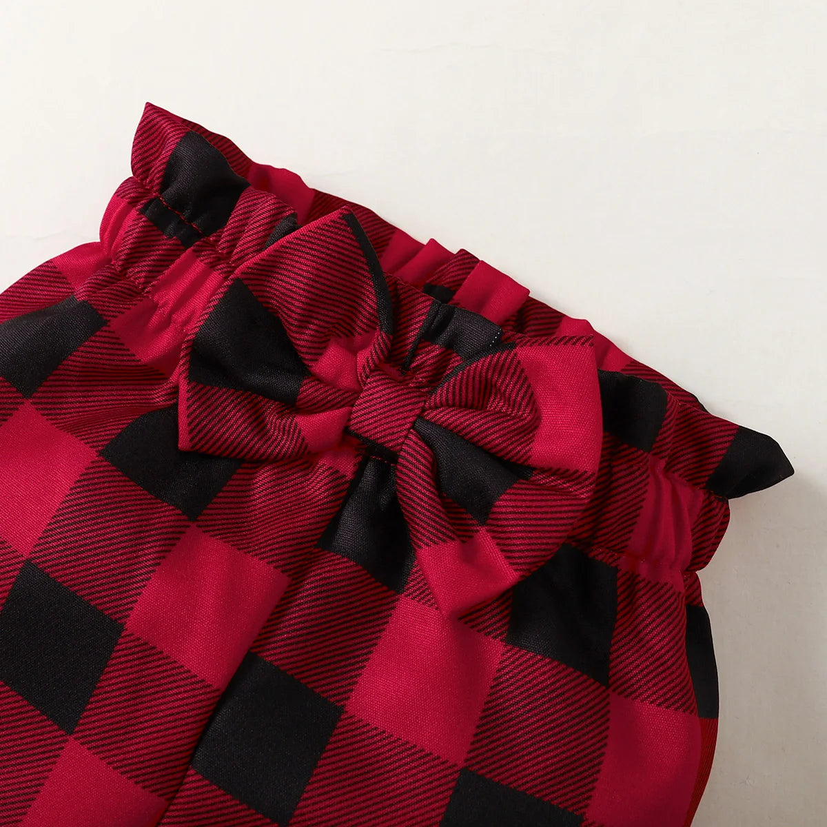 3Pcs Christmas Set Letter Printed Long sleeved Bodysuit Bow Checkered Pants+Headband Suitable 0-18 Months Baby Girl Holiday Set