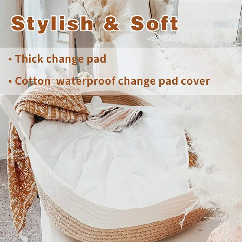 Portable Baby Carrying Basket Cradle for Newborn Woven Crib Bed Outdoor Sleeping Basket Nursery Storage Basket Photography Props