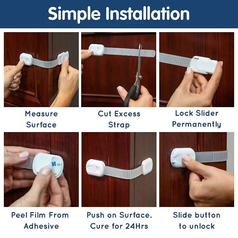 1/3/5Pcs Child Safety Cabinet Locks Premium Adjustable Baby Proof Drawer Latches Bathroom Kitchen Cabinet Drawer Lock