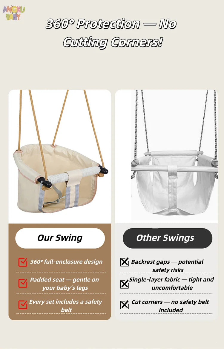 Adjustable Baby Swing - Foldable 360° D-Shaped Portable Rocker